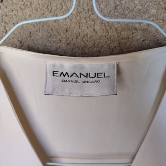 Emanuel Ungaro V-Neck Cream Ivory Double-Breasted Silk Satin Vest Quiet Luxury - Picture 11 of 14